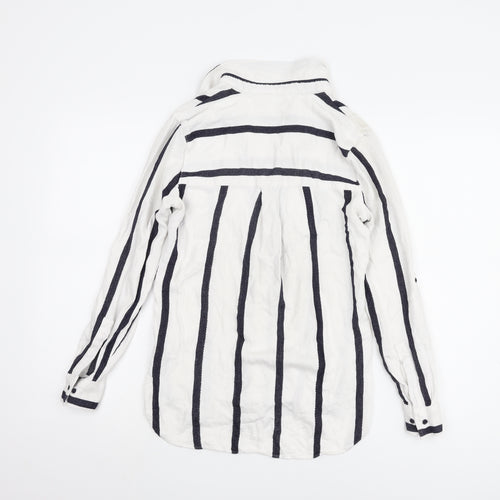 Next Women's White Striped Button-Up Shirt Size 6