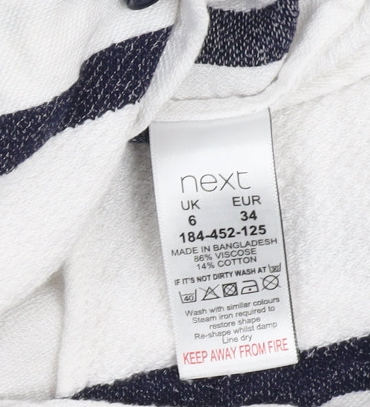 Next Women's White Striped Button-Up Shirt Size 6