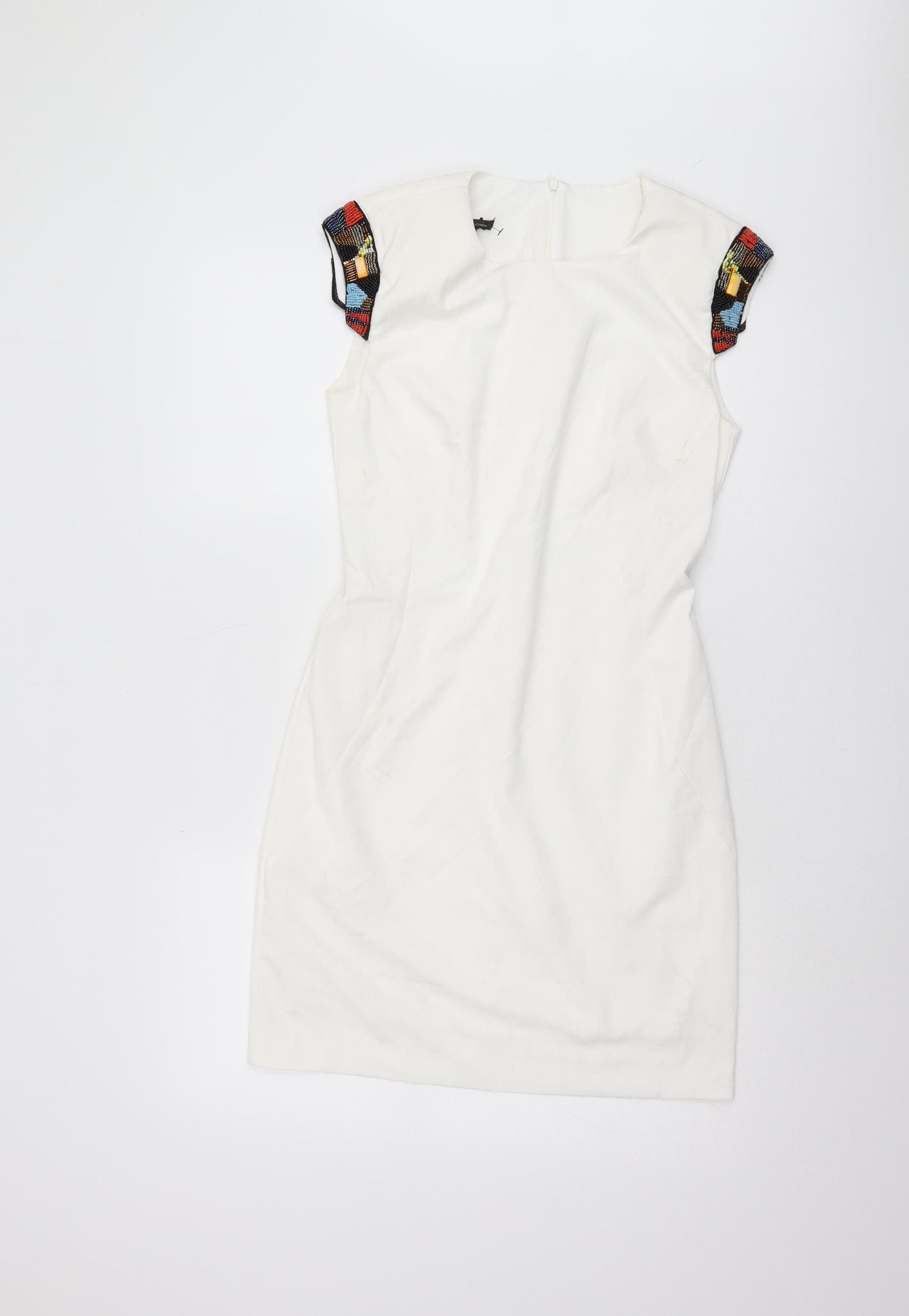 MNG Collection White Sheath Dress, Cap Sleeves, Size 12