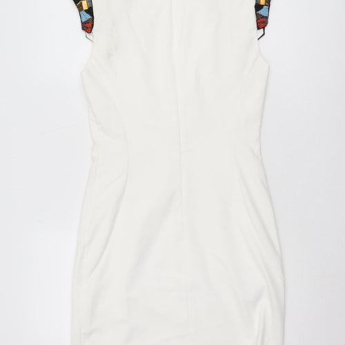 MNG Collection White Sheath Dress, Cap Sleeves, Size 12