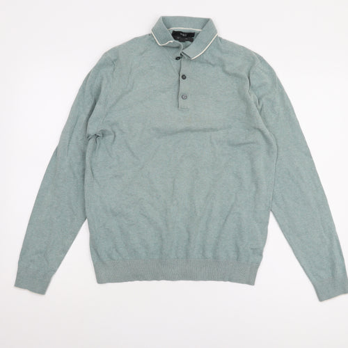 Marks and Spencer Men's Green Henley Jumper M