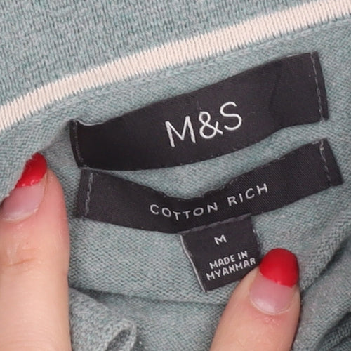 Marks and Spencer Men's Green Henley Jumper M