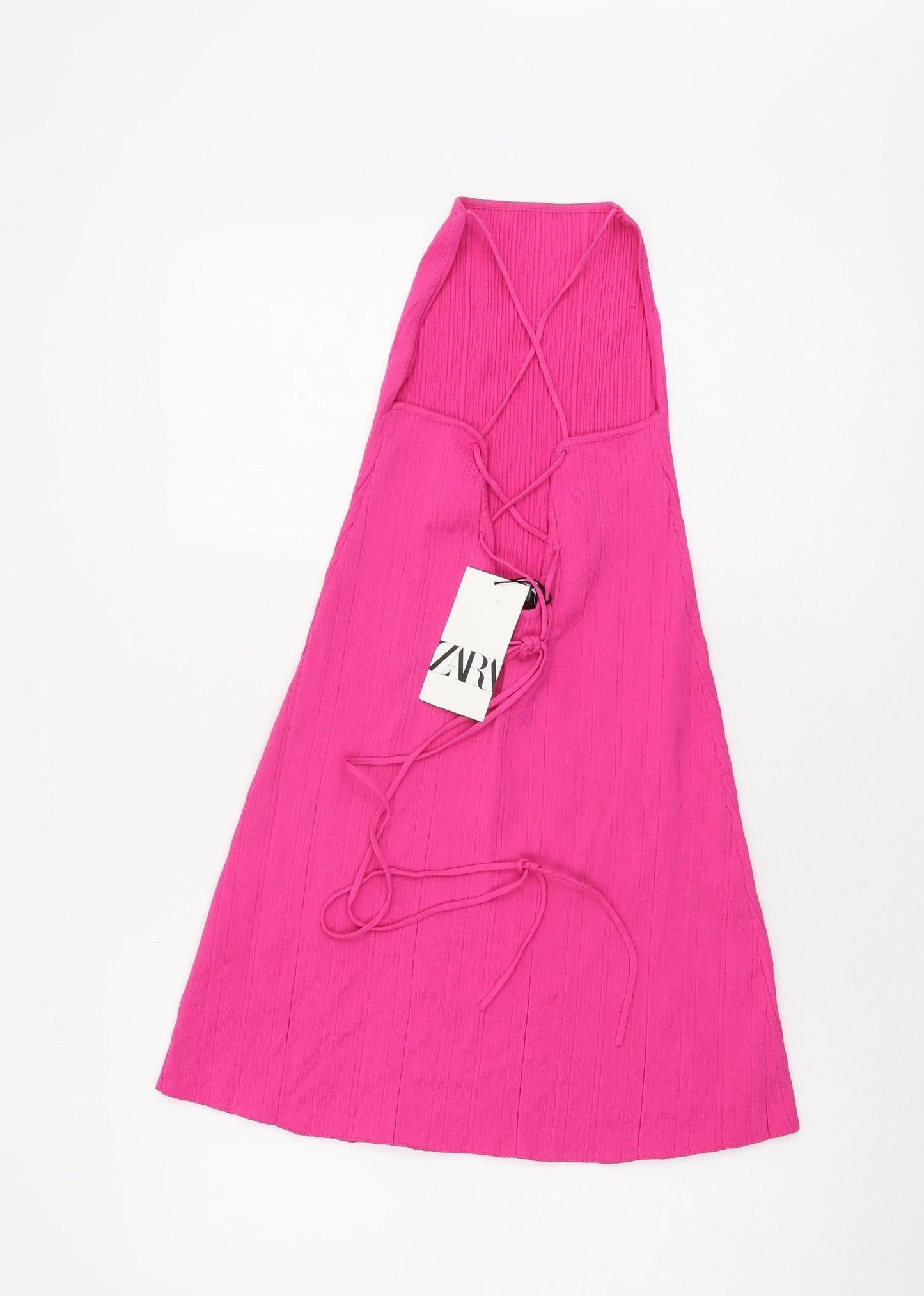 Zara Women's Pink Halter Dress, Size S, Sleeveless, New