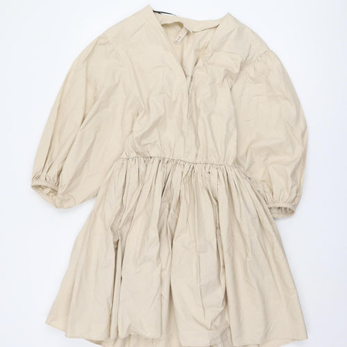 H&M Women's Beige A-Line Dress Size 12