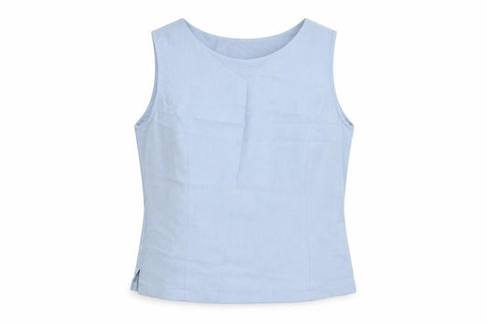 Front view of Modern Classics Women's Blue Basic V-Neck Tank, size 14