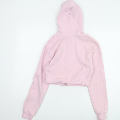 Zara Women's Pink Full Zip Hoodie - Size 8
