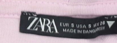 Zara Women's Pink Full Zip Hoodie - Size 8