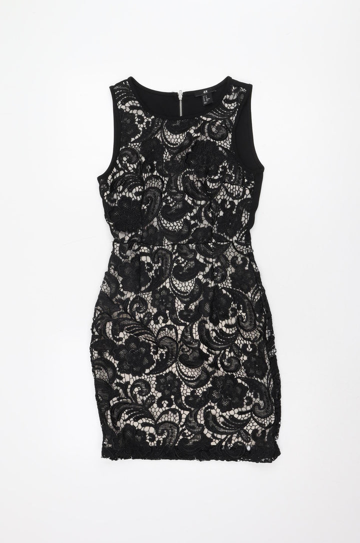 H&M Women's Black Lace Bodycon Dress XS