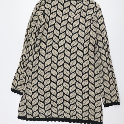 Apricot Women's Beige Black Long Sleeve Geometric Dress M