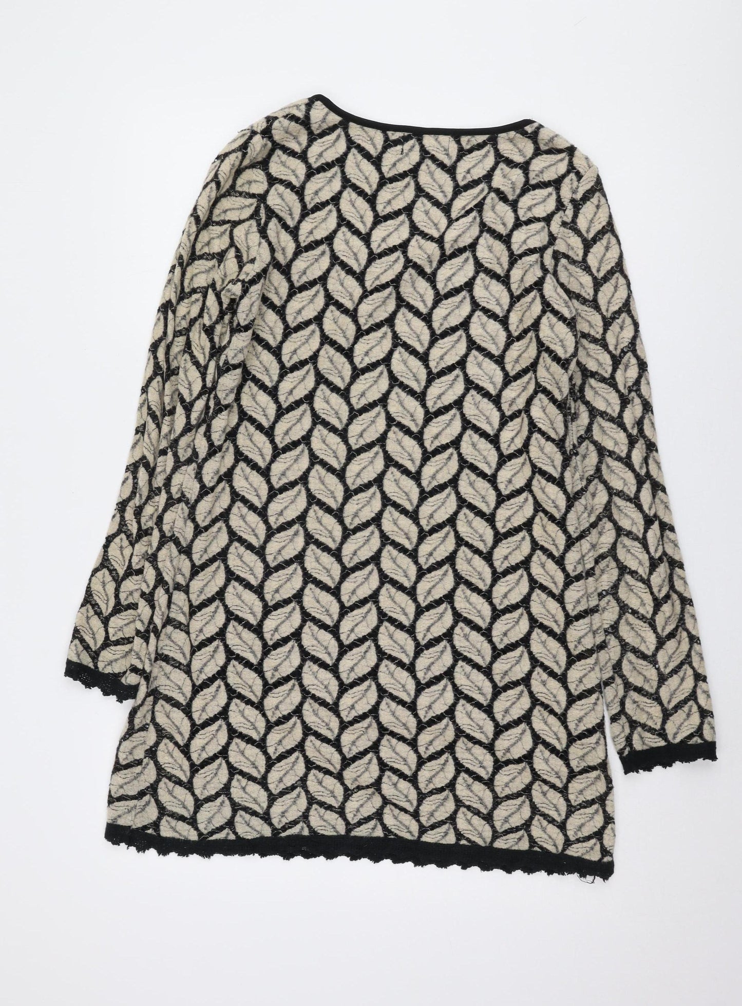 Apricot Women's Beige Black Long Sleeve Geometric Dress M