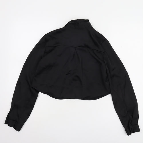 Zara Women's Black Cropped Button-Up Shirt XS