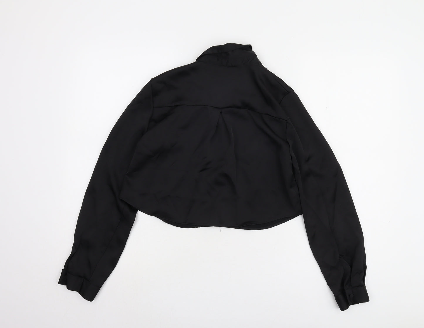Zara Women's Black Cropped Button-Up Shirt XS