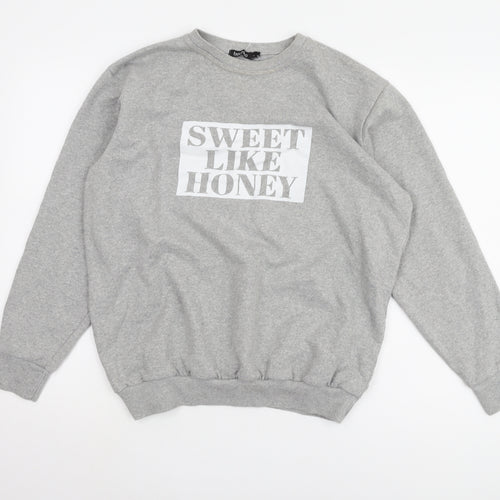 boohoo Women’s Grey Pullover Sweatshirt L