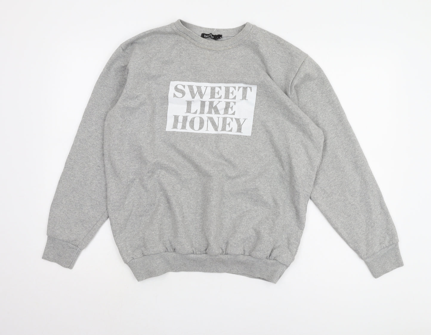 boohoo Women’s Grey Pullover Sweatshirt L