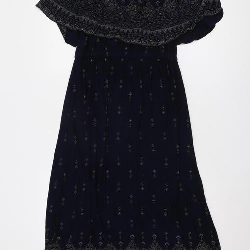 Monsoon Women Blue A-Line Off Shoulder Midi Dress
