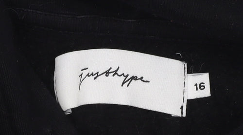 Just Hype Unisex Black Pullover Hoodie - Size 16