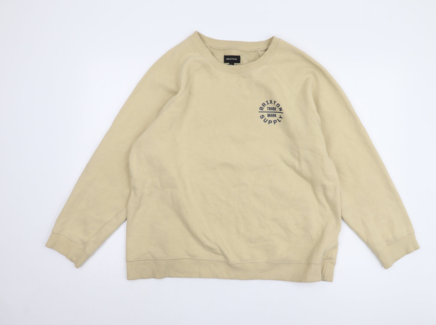 Brixton Beige Logo Pullover Sweatshirt, Unisex L