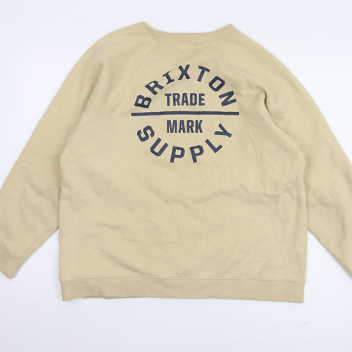 Brixton Beige Logo Pullover Sweatshirt, Unisex L