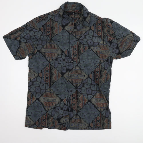 Bhs Men's M Geometric Multicoloured Short Sleeve Shirt