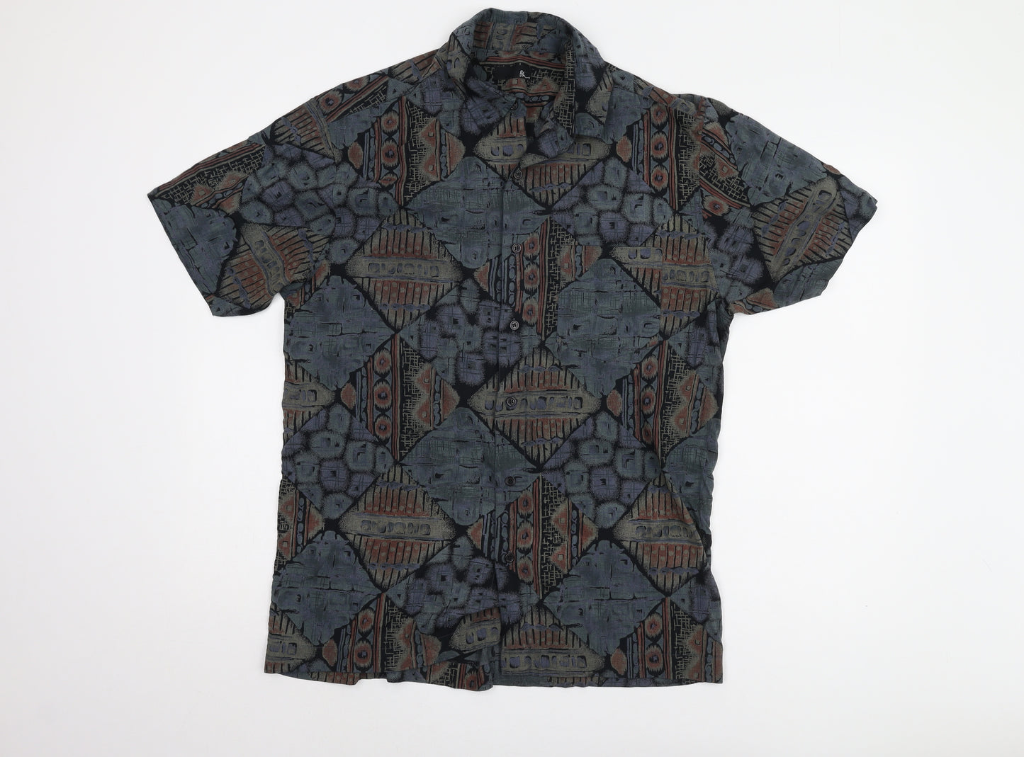 Bhs Men's M Geometric Multicoloured Short Sleeve Shirt