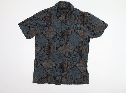 Front view of Bhs Men's M Geometric Multicoloured Short Sleeve Shirt
