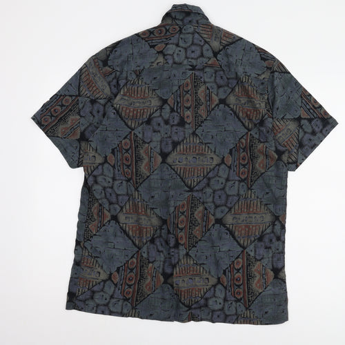 Bhs Men's M Geometric Multicoloured Short Sleeve Shirt