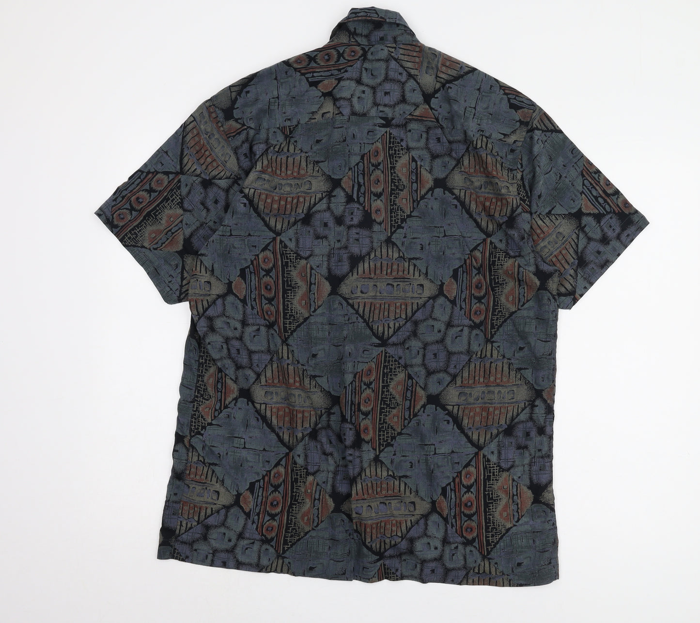 Bhs Men's M Geometric Multicoloured Short Sleeve Shirt