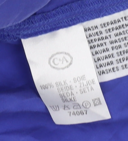 Canda Men's Blue Silk Short Sleeve Shirt XL
