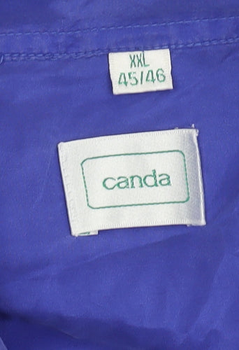 Canda Men's Blue Silk Short Sleeve Shirt XL