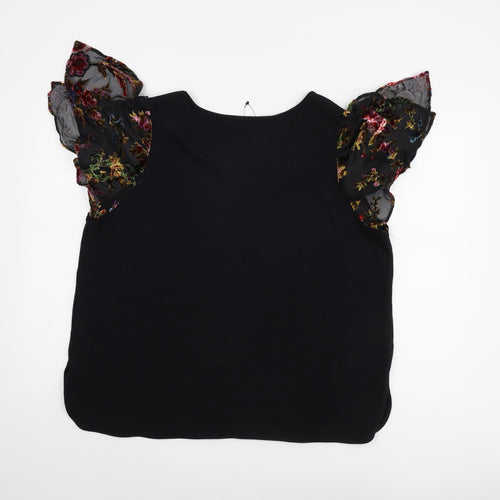 Marks and Spencer Women's Black Flutter Sleeve Blouse