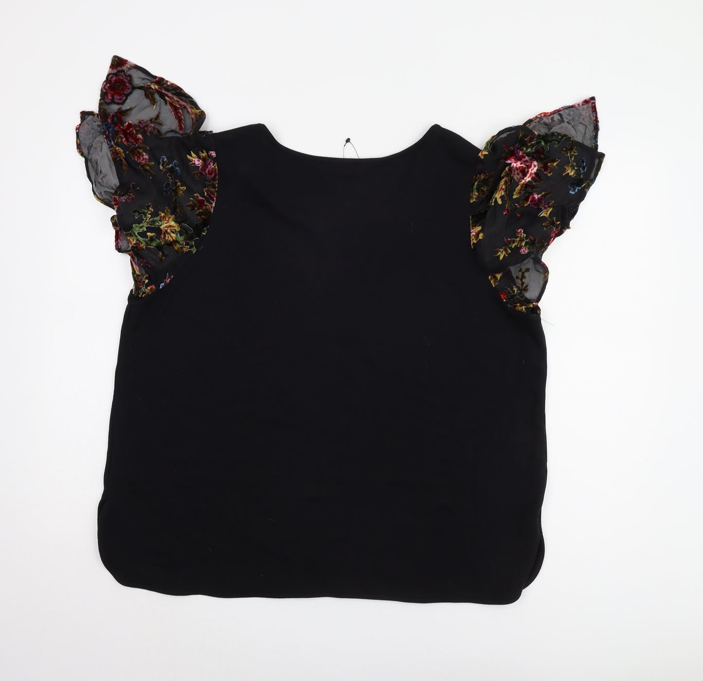 Marks and Spencer Women's Black Flutter Sleeve Blouse