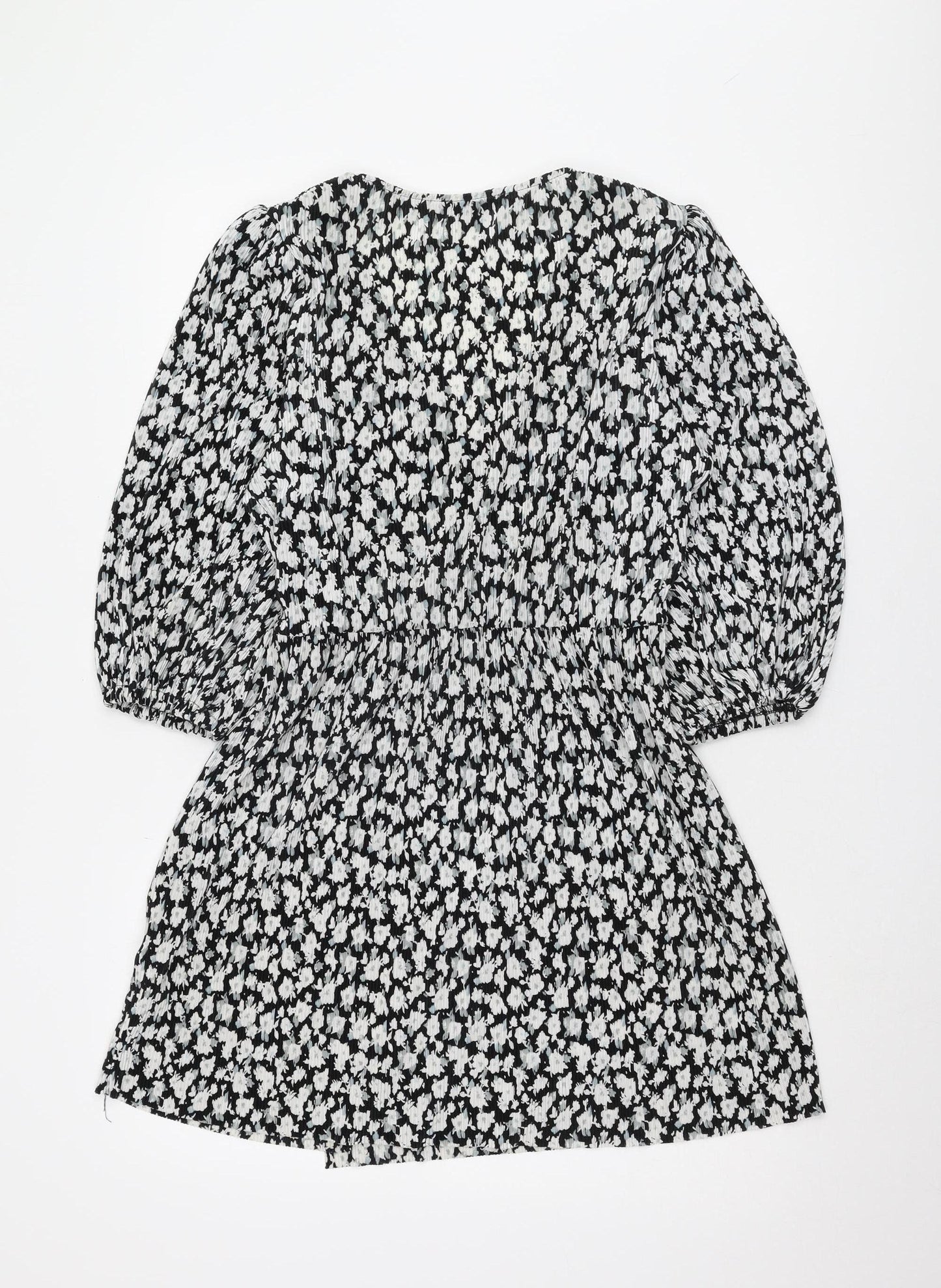 Pull&Bear Women's Black Floral Fit & Flare Dress M