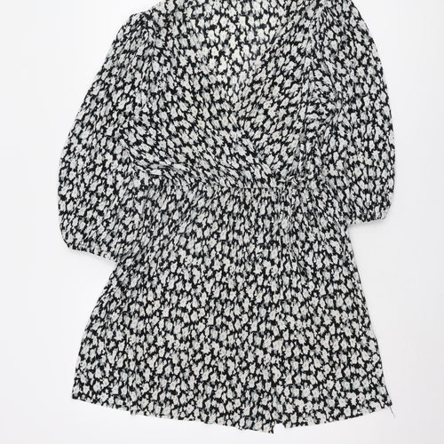 Pull&Bear Women's Black Floral Fit & Flare Dress M