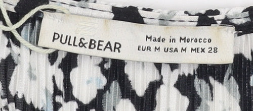 Pull&Bear Women's Black Floral Fit & Flare Dress M