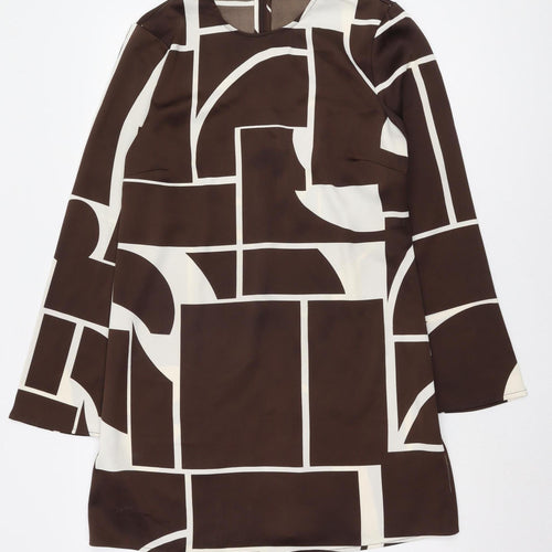 MNG Women's Brown Geometric Dress Size 8