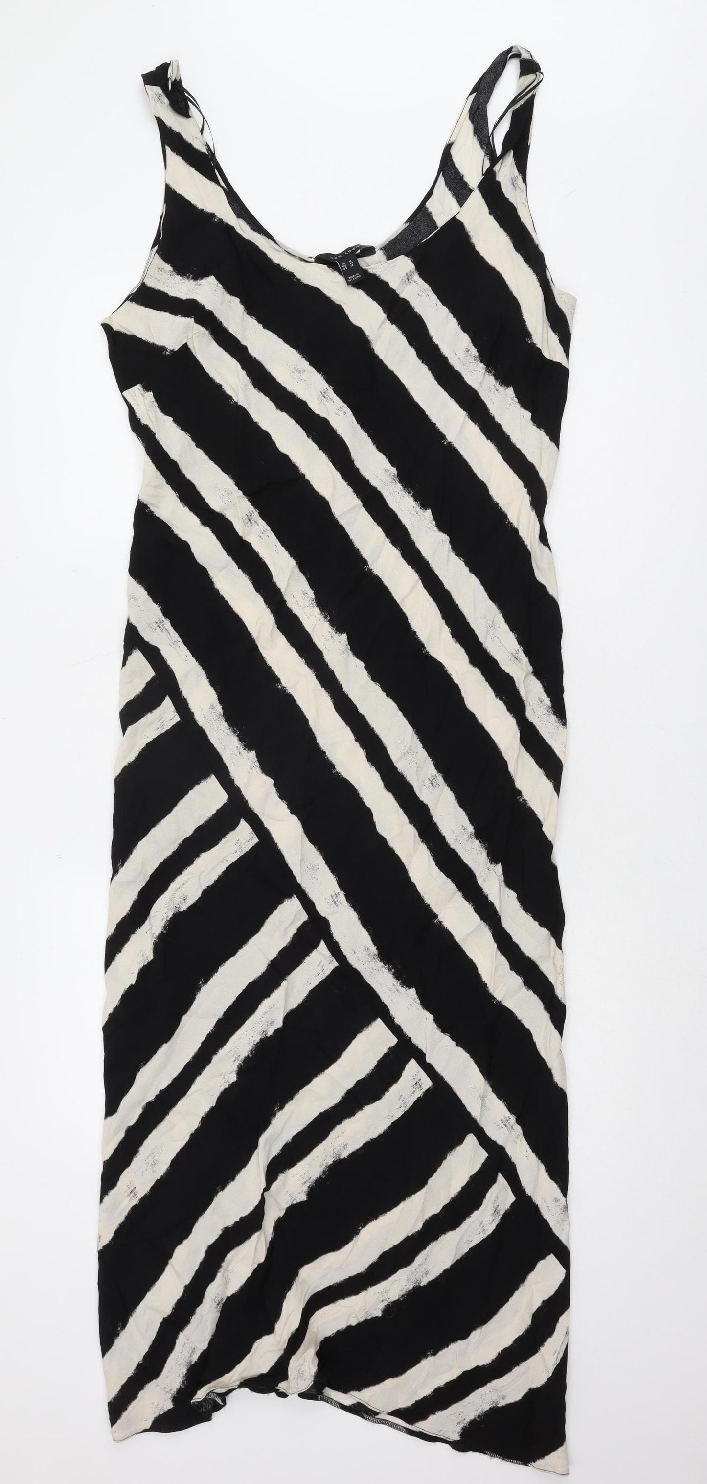 New Look Women's Black Stripe Slip Dress UK 18