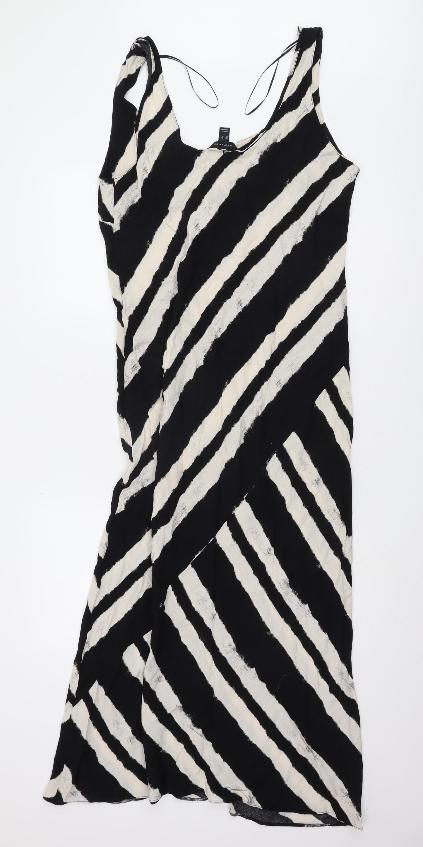 New Look Women's Black Stripe Slip Dress UK 18