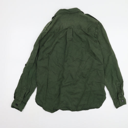 Zara Women's Green Button-Up Shirt, Size 2XS