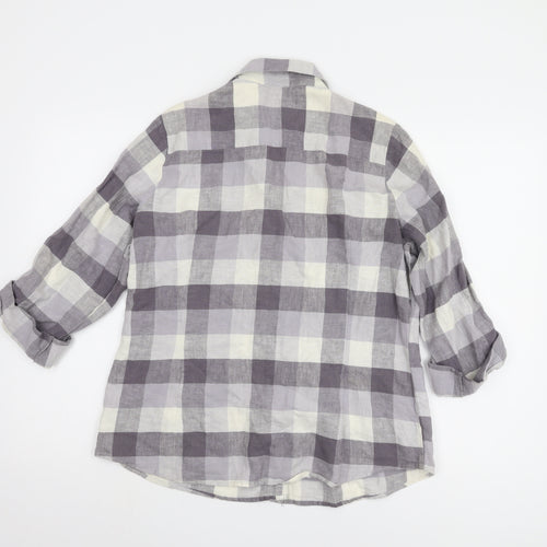 Marks and Spencer Women's Grey Plaid Button-Up Shirt UK 14