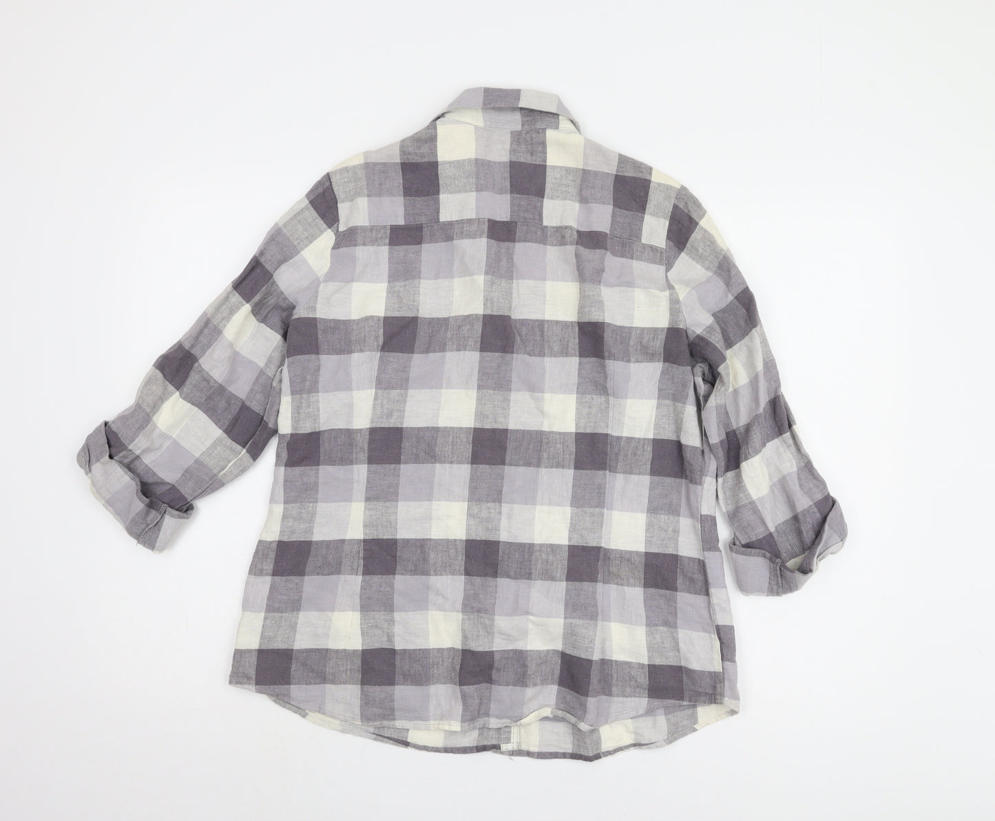 Marks and Spencer Women's Grey Plaid Button-Up Shirt UK 14