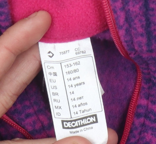 Decathlon Girls Purple Fleece Sweatshirt 14 Years Zip Winter