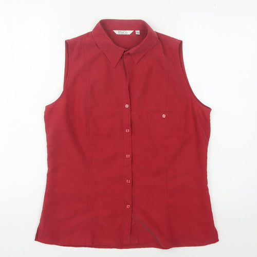 Mackays Women's Red Sleeveless Button-Up Top Size 12