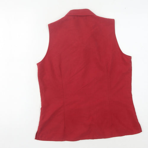 Mackays Women's Red Sleeveless Button-Up Top Size 12