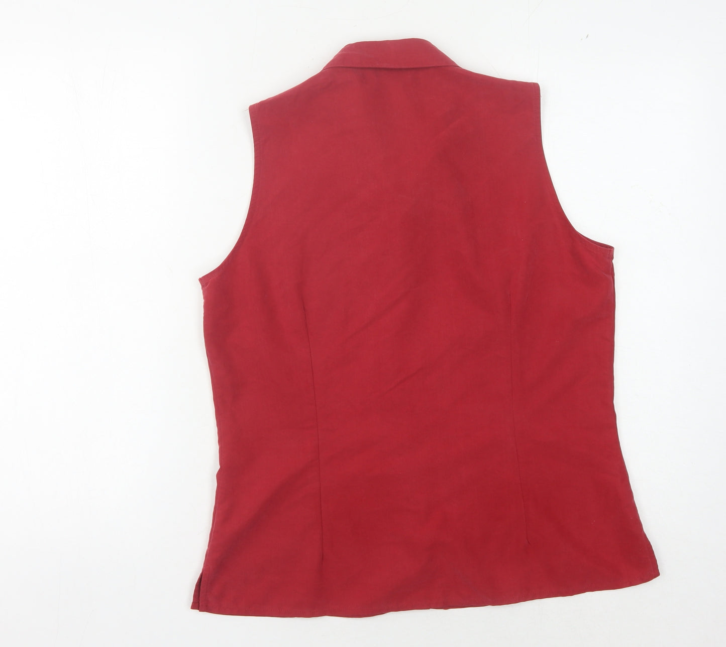 Mackays Women's Red Sleeveless Button-Up Top Size 12