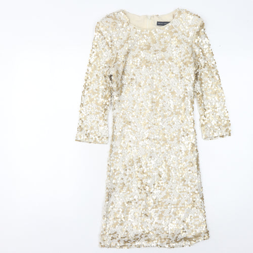 French Connection Women's Gold Sequin Dress Size 6