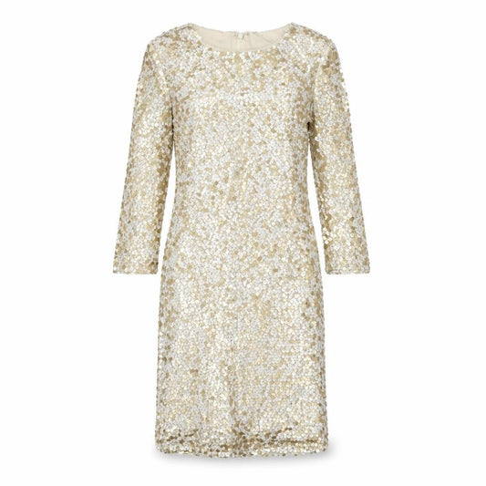 Front view of French Connection Women's Gold Sequin Dress, size 6