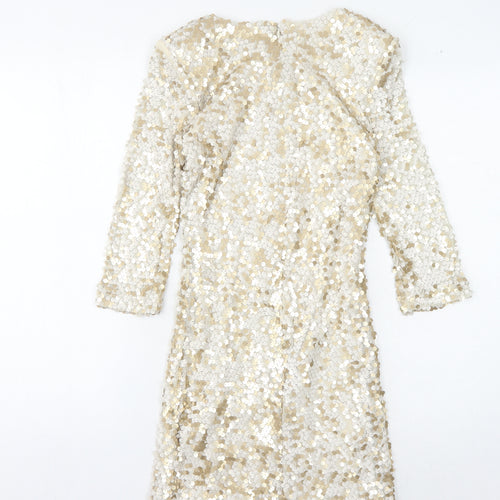 French Connection Women's Gold Sequin Dress Size 6