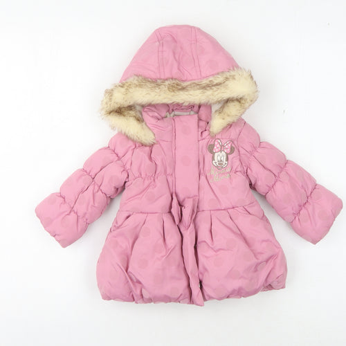 Disney Minnie Mouse Pink Hooded Puffer Coat 6-9 Months