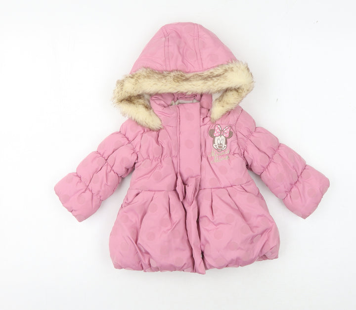 Disney Minnie Mouse Pink Hooded Puffer Coat 6-9 Months