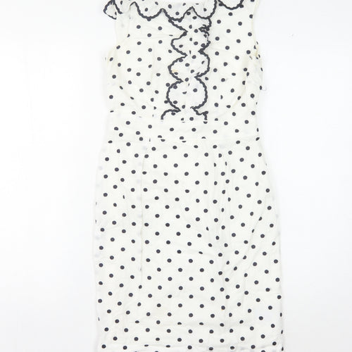 Boden Women's White Polka Dot Dress, Size 6, Sleeveless
